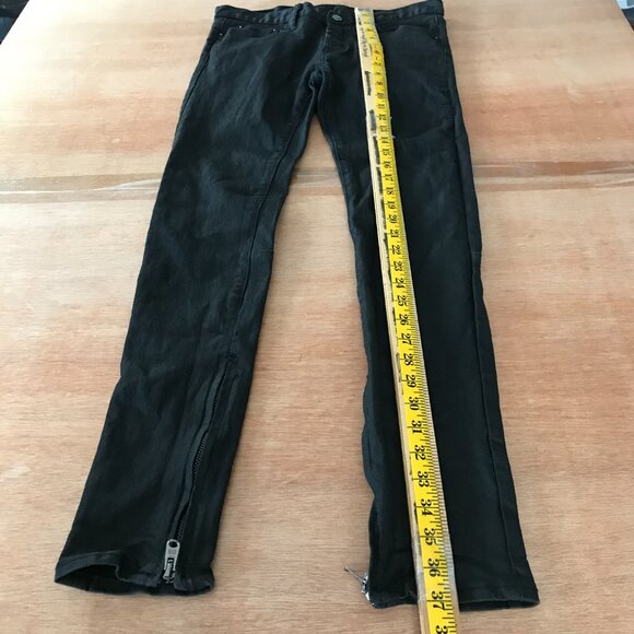 MNML Skinny Jeans Men 31x30 Black Mid Rise Zip Ankle Button Fly Stretch - Picture 5 of 12